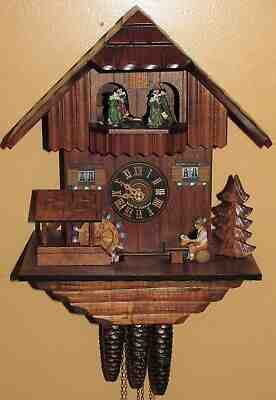 German Musical Cuckoo Clock Beer Drinker Black Forest Germany
