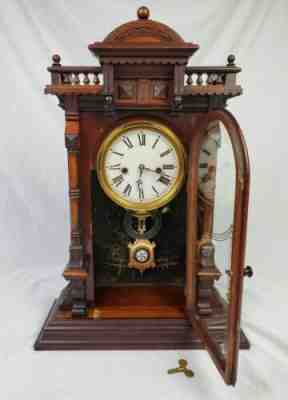 Rare 1886 Welch "Nilsson" Patti Movement Mantel Clock 8 Day Half Hour Strike