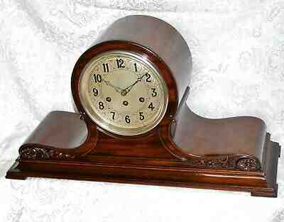 RARE ANTIQUE HERSCHEDE CANTERBURY AND WESTMINSTER CHIME MANTEL CLOCK. SERVICED.