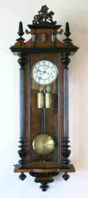 Antique wall clock Muller & Co. Uhrenfabrik 1870's 2 weight Vienna regulator 