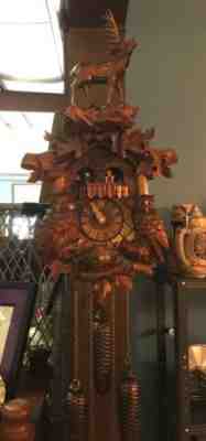 Vintage German Black Forest 8 Day Hunter Cuckoo Clock Swiss Music Box Rare Owls