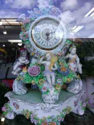 SITZENDORF Hallmark! Mantel TOP Clock ! Antique Porcelain Germany