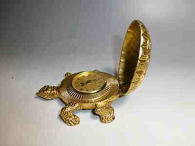 Vintage Swiss Looping Gold Gilt Turtle Tortoise Detail Ornament Case 8Day Clock 