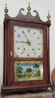 ANTIQUE ELI TERRY & SONS PILLAR & SCROLL SHELF CLOCK