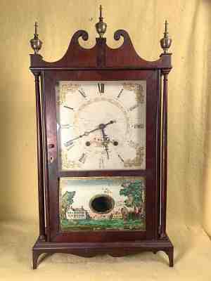 Antique Eli Terry and Sons Pillar & Scroll c1825 Mantel Clock Original Glass