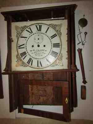 For Parts or Repair - Heman H. Clark Mahogany Four-column Shelf Antique Clock