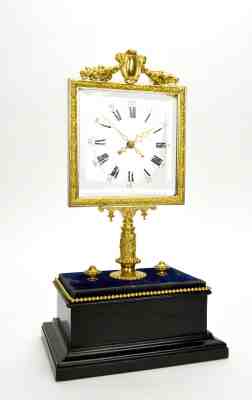 Original 1850 French Robert Houdin Square Glass Dial Double Hand Mystery Clock