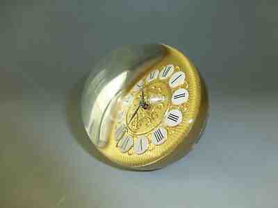 Rare Vintage Swiss Imhof Lucite Crystal Ball Clock 15 Jewel Wind up Movement