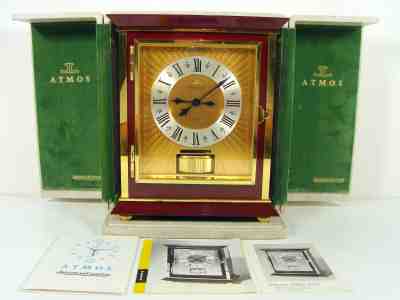 1965 Jaeger LeCoultre Atmos Clock Royale Red w Box Cal 526 Limited Ed Gold 24 kt