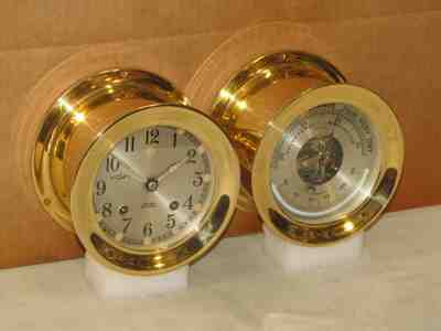CHELSEA VINTAGE SHIPS BELL CLOCK/BAROMETER SET 1963 RESTORED