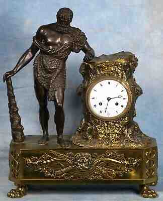 French Empire Bronze Clock of Heracles Early 19th Century Great Condition