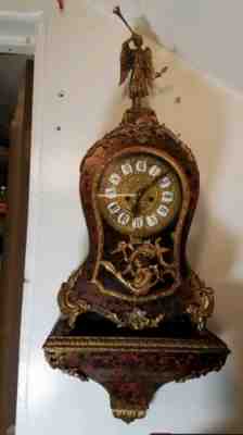 French Louis XIV Boulle Style Gilt Bronze Mantel Clock with Bracket W. Germany