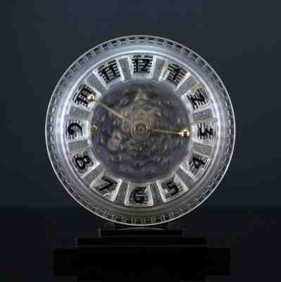 A RARE art deco CLOCK ATO LEON HATOT BAKELITE GLASS LALIQUE 1930s