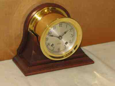 CHELSEA ANTIQUE SHIPS BELL CLOCK~3 3/4 IN DIAL 1952 RESTORED