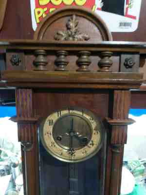 Philipp Haas & Sohne wall clock Germany 1897 circa rabbit face and pendulim RARE