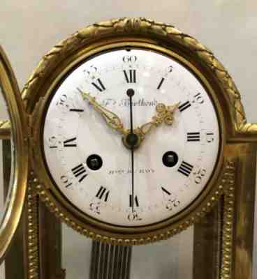 French Etienna Maxant Berthoud Center Sweep Crystal Table Regulator Mantel Clock