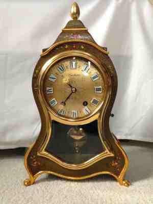 BUCHERER CLOCK DARK GREEN HAND PAINTED EXCELLENT CONDITION 
