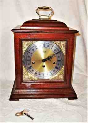 vtg Franz Hermle single chime 2 jewel oak mantel clock West Germany Sligh euc