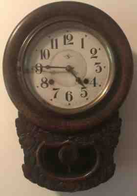 Antique Trade Mark Japanese Conditioned S10 Tachimoto Satos Gong Wall Clock
