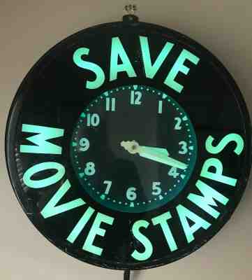 CLASSIC VINTAGE NEON MOVIE THEATRE CLOCK - IMPRESSIVE 22" SIGN - DISPLAY!