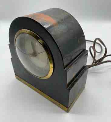 Art Deco Lackner NEON GLO CLOCK orange marbled Catalin Bakelite 30s 40s WORKS! 