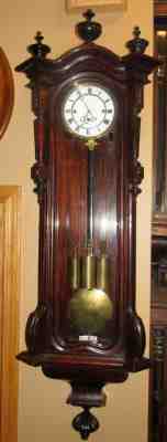 ANTIQUE EARLY AUSTRIAN GRAND SONNERIE THREE WEIGHT VIENNA WALL CLOCK 8-DAY, 