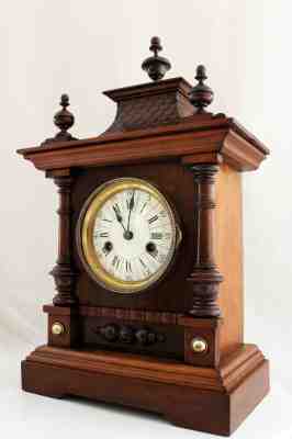 ANTIQUE HAU CROSSED ARROWS GERMAN TABLE CLOCK castle style 1880