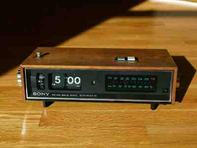 Sony Flip Clock Vintage Radio Alarm Eames Teak Wood