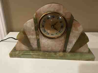 Hammond Art Deco Mantle Clock Signed Belgium Marble Not Working