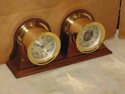 CHELSEA VINTAGE SHIPS BELL CLOCK/BAROMETER SET 1983 ORIGINAL ~MINT CONDITION