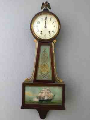 Seth Thomas  8-day NAVY Time  and strke Banjo Clock
