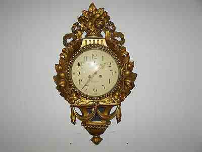Antique 25" Rob Engstrom Swedish wall clock c.1890 hand burnished and gilded