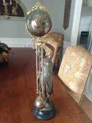 1901 ANSONIA "HUNTRESS" BALL SWINGER CLOCK ~ RUNNING ~ ORIGINAL PATINA~