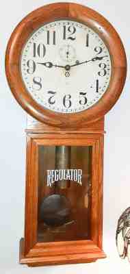 Antique New Haven Wt. Driven Advertising Regulator Wall Clock ~ Delaware Jeweler