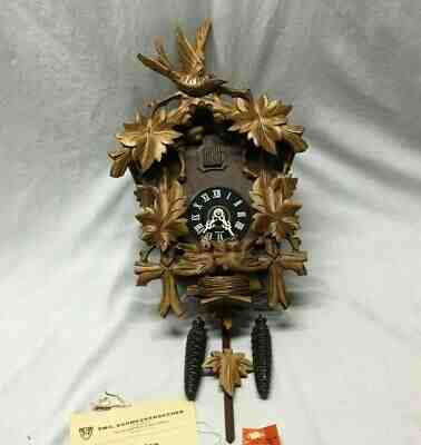 Old German Black Forest EMIL SCHMECKENBECHER 3 Bird CUCKOO CLOCK No. 840 S