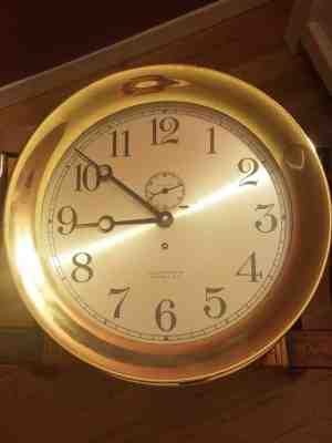 CHELSEA CLOCK CO BOSTON WARDROOM SOLID BRASS PILOT HOUSE WALL CLOCK CIRCA 1917