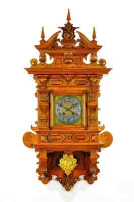 Gorgeous Antique German Lenzkirch Wall Clock Free Swinger approx.1900