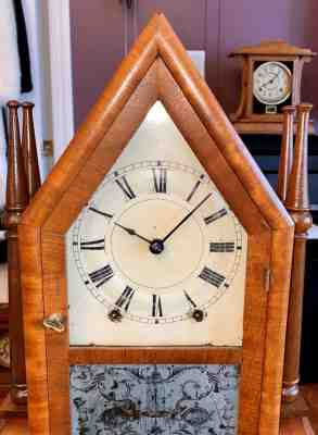 Excellent Rare 1847 Birge & Fuller Wagon Spring Double Candlestick Shelf Clock