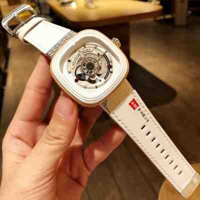 PREOWNED WITH BOX MEN'S SEVENFRIDAY P1B/03 JAPAN VERSION WHITE DIAL STRAP WATCH