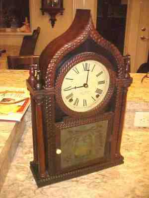 MAGNIFICENT J. C. BROWN CLOCK FOUR STEEPLE RIPPLE FRONT ONION TOP ORIGINAL 8 DAY