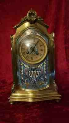ANTIQUE JAPY FRERES FRENCH CLOISONNE MANTLE CLOCK