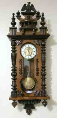 Antique German Gustav Becker Silesia keyhole wall clock Vienna regulator 1900