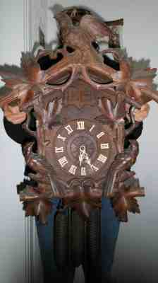 xl original museum cuckoo clock, 2 windows two cuckoo 3 weight, late 800