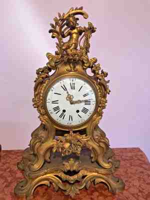 Early 1840's Antique Bronze Louis XV Pendulum Clock - FREE WORLDWIDE SHIPPING