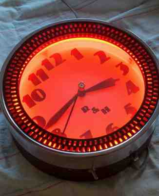 Vintage NOS 12” Neon Shop "Double Spinner" Glow Dial Wall Clock Rare & Pristine!