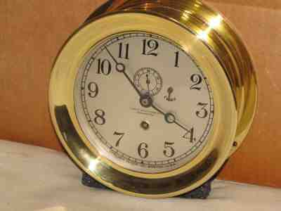 CHELSEA ANTIQUE SHIPS CLOCK~6 IN~1920~RED BRASS~100 YEARS OLD!