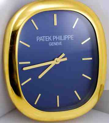 Patek Philippe Ellipse d'Or Wall Clock CIRCA 1990 Gilt Blue Dial Great Condition