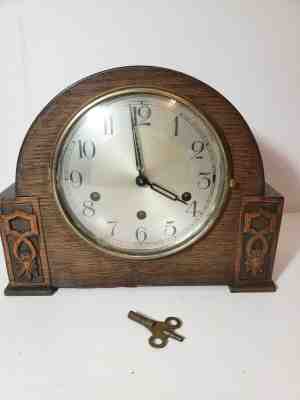 Antique Haller Foreign Mantel Clock  Westminster Chime Working with Key