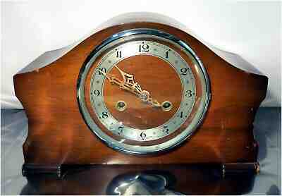 Vintage Enfield Wood Dome Mantle Chiming Clock For Parts