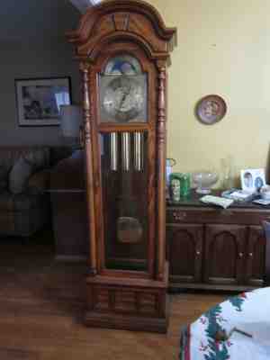 Ridgeway Grandfather Clock - Solid Oak, triple chime, moon dial and pulleys